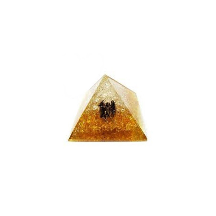 piramide orgonite citrino e quarzo – 4 x 4