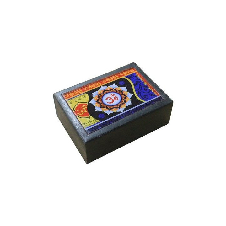 Cassetta Legno Nero Premium - Simbolo OM 17x12.5cm