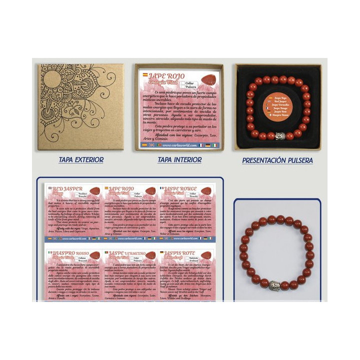 Pulseira Elegante - Jaspe Vermelho C/Buda