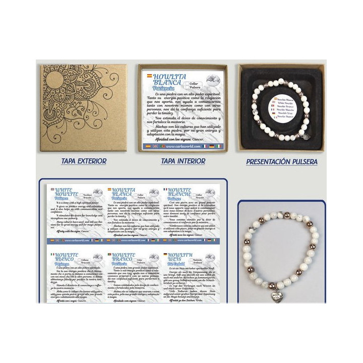 Bracciale Elegante - Howlite Bianco C/Amuleto