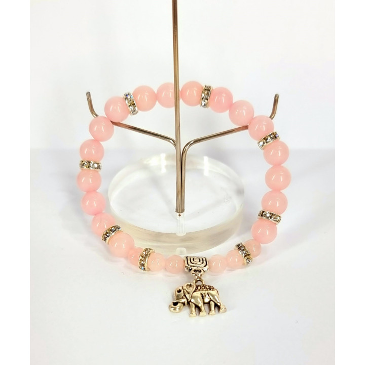 Bracciale Rosa Quartz con Elefante - Prosperità nell'Amore