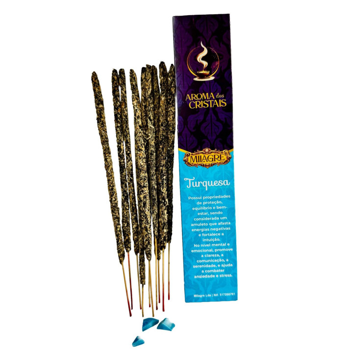 Turquoise Organic Incense with Natural Crystals | Protection & Balance