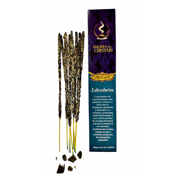 Encens Organique Labradorite avec Cristaux Naturels | Protection et Intuition